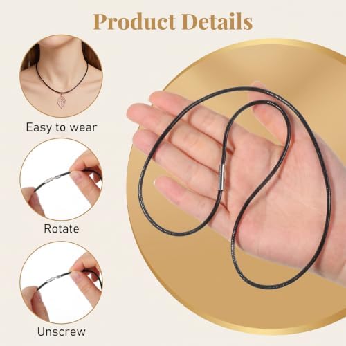 10 Pcs Leather Cord Necklace Black Leather Necklace Cord Polyester - Image 3