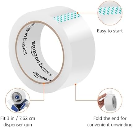 Amazon Basics Packaging Tape for Shipping, Moving, Storing and Sealing, Clear, 1.88 in x 54.6 yds, 36-Pack - Image 2
