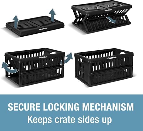 CleverMade Collapsible Utility Crates, 60L Storage Crate, 3 Pack, Obsidian - Image 6