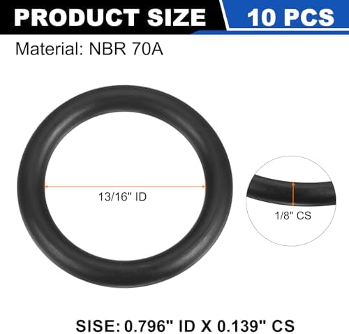 uxcell 10Pcs AS-211 NBR 70A O-Rings 13/16"ID x 1/8"CS/0.796"ID x 0.139"CS - Image 2