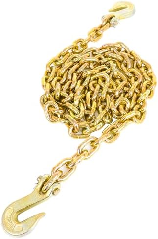 G80 Load Binder Chain,3/8"x10ft Tow Chain with G70 Hooks,5400lbs Safe Working Load, Heavy Duty Chain,Logging Chain for Transporting Towing, Tie Down Binding Equipment by FAHKNS