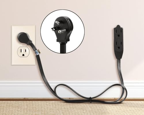 Maximm 15 Ft Flat Plug Extension Cord, 3-Outlet, Angled Plug, Black, UL - Image 5