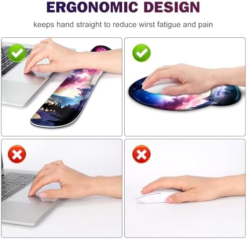 Gaming Mouse Pad, Large Desk Mat, Cute Desk Pad Protector, 4in1 XXL Mousepad + Keyboard Wrist Rest+Mouse Wrist Rest+Coaster Set with Ergonomic Desk Pad for Home Office Table Computer, Purple Hill - Image 3