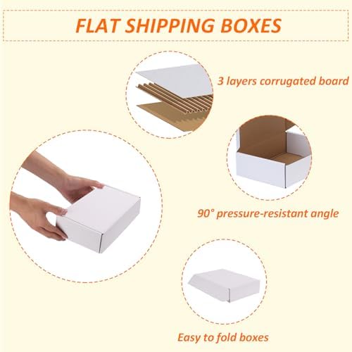 HORLIMER 10 Pack 7x5x2 Shipping Boxes, White Corrugated Cardboard Box for Mailing, Packaging, Small Business - Image 3