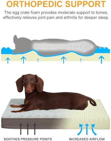KSIIA Orthopedic Dog Bed for Small Dogs with Waterproof Lining, Grey, 17x12 - Image 2