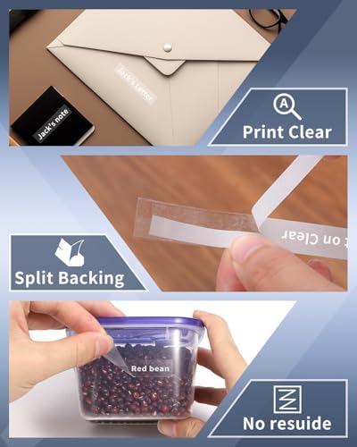 Compatible with Brother P-Touch Label Tape White on Clear TZe-135 12mm - Image 3