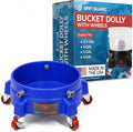GRIT GUARD Bucket Dolly with Wheels - Rolling Detailing Wash Bucket with 5 Wheels and 2 Locking Casters Compatible with 2.5, 4, 5 and 6 Gallon Buckets (Blue, 2" Red Casters) - Made in the USA by GritGuardInc