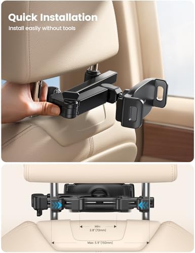 Lamicall Car Headrest Tablet Holder, 3 in 1 Extension Adjustable Arm - Image 6