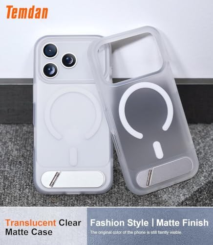 Temdan Magnetic for iPhone 18 Pro Case/iPhone 17 Pro Case Stand White - Image 2