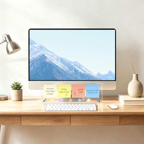 Acrylic Monitor Memo Board Holder 14"x5", Space-Saving Under Monitor Sticky Note Holder for Computer, Movable & Reusable Message Board, Workspace Organizers Home Office Desk Accessories Desktop Decor - Image 2