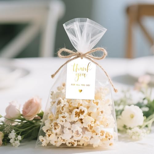 joycraft Thank You Tags with String, 50Pcs Gold Foil Gift Tags, 3x2 in - Image 6