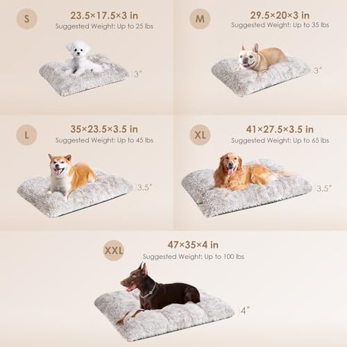 EHEYCIGA Fluffy Dog Crate Bed, Plush Extra Large Dog Pillow, Brown - Image 5