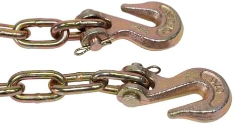 1/4" x 16' Transport Binder Chain Grade 70 with Grab Hook - 3150 LBS WLL Transport Binder Tow Chain with Hooks - Towing Equipment - Gold Chromate - Image 4