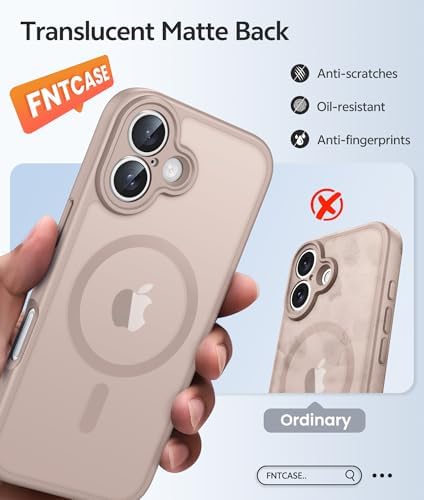 FNTCASE for iPhone 16 Case, Fit for Magsafe, Screen Protector, Desert Gold - Image 6