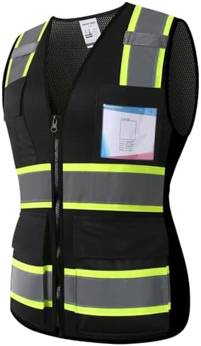 Hi Vis Reflective Safety Work Vest for Women,KZW,Black,XL by Kazsaifo
