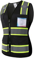 Hi Vis Reflective Safety Work Vest for Women,KZW,Black,L by Kazsaifo