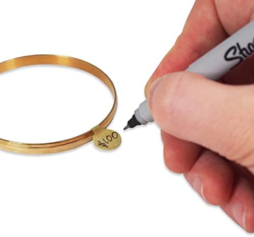 1000 Pieces Jewelry Repair, Price and Indentification Tags/Tyvek Self Adhesive Rectangle/Dumbbell/Barbell Jewelry Price Tags (Short - 35 x 12mm, Gold) - Image 6