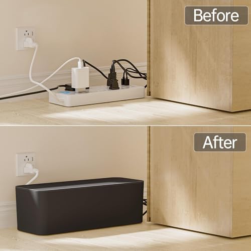 YECAYE 2 Pack Cable Management Box, Pet Friendly Cable Box Organizer for Home & Office, Child-Proof Floor Cord Cover, Cord Management and Cord Hider, Black - Image 4