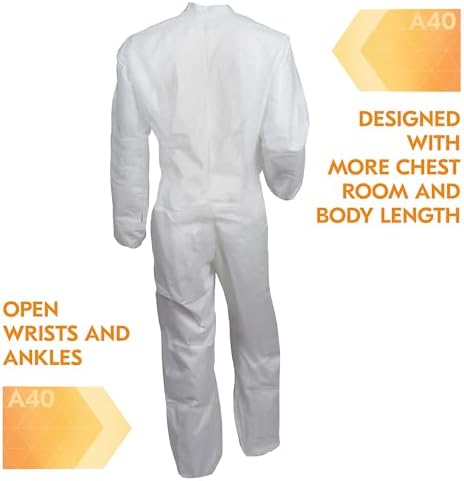 KleenGuard™ A40 Liquid & Particle Protection Coveralls (44303), Zipper Front, White, Large (Qty 25) - Image 4