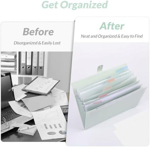 SKYDUE Expanding File Folder, Accordion File Organizer with 8 Pocket, Expandable Document Paper Receipt Holder for School Office Hospital, Letter/A4 Size Light Green - Image 5