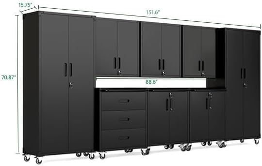 Garage Cabinet System | Heavy Duty Steel All-in-One Modular Garage Cabinet Set for Ultimate Workshop Organization | Easy Assembly Garage Storage Cabinets & Tool Bench - Image 2