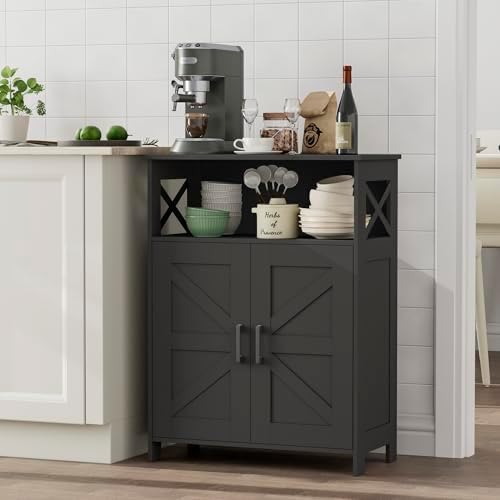 Homhedy Farmhouse Bathroom Storage Cabinet with Doors, Small Floor Cabinet - Image 7