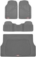 Motor Trend FlexTough Performance All Weather Rubber Car Floor Mats with Cargo Liner – Full Set Front & Rear Odorless Floor Mats for Cars Truck SUV, BPA-Free Automotive Floor Mats (Gray) by MotorTrend