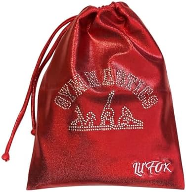 LIL'FOX 8"x10" Drawstring Gymnastics SMALL GRIP BAG 26x20cm - Lightweight Bag for Personal Equipment - Shiny Foil Rhinestones by LILFOX