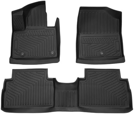 Powerty Floor Mats for 2021-2023 Hyundai Santa Fe 5 Seats (ONLY Hybrid) All Weather 3D TPE Anti-Slip Car Liners for 1st & 2nd Row Accessories by Powerty