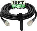 POWGRN 10 Ft 10AWG Outdoor Extension Cord Waterproof Heavy Duty, Black by POWGRN