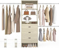 Besiost 96'' Closet Organizer System with 3 Hanging Rods, 8FT Closet Organizers and Storage with 3 Wooden Drawers, Built in Closet Organizer Systems, Adjustable Walk-in Wardrobe from 2-8FT, White Oak by Besiost