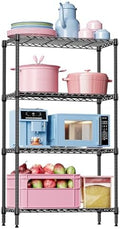 IZEUK 4-Tier Black Metal Storage Shelves, Heavy Duty Adjustable Wire Shelving Rack for Garage, Kitchen, Bathroom, Closet Organizer, 1000 lbs Capacity, 15.7" D x 33.5" W x 59.5" H by IZEUK