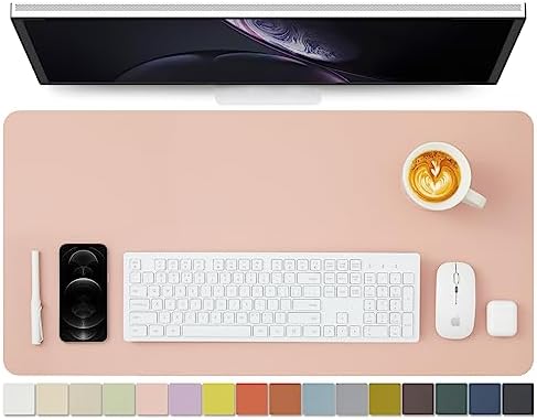 HOMIEAZICOZI Leather Desk Mat - Non-Slip PU Desk Pad for Office and Home - Desk Organization and Accessories - Ideal for Large Mouse Pad and Desk Mats on Top of Desks (Pink,31.5''x 15.7'') (DPD-P-M) by HOMIEAZICOZI