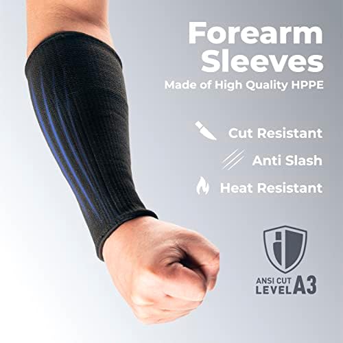OriStout Cut Resistant Work Sleeves with Tumb Hole, Black, 4 Pair - Image 2