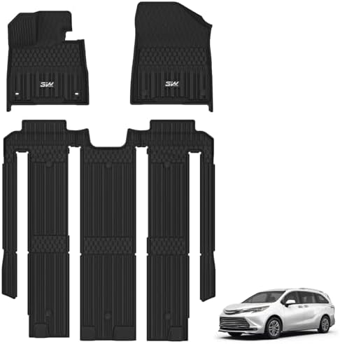 3W Floor Mats for Toyota Sienna 2021-2026 XLE/XSE/Limited, TPE All Weather by 3W