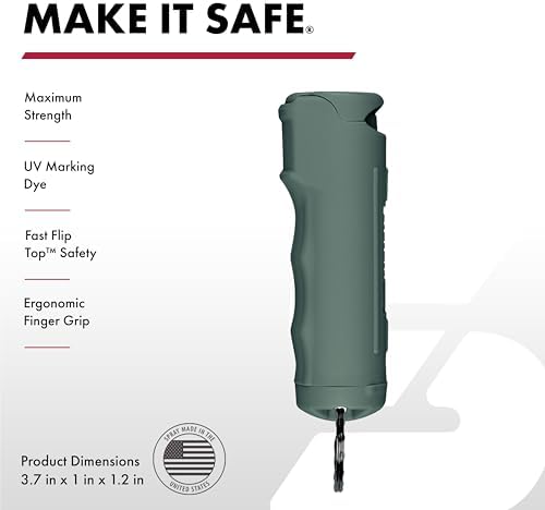 SABRE Pepper Spray with Fast Flip-Top Safety & Snap‑Clip Keychain for Self Defense - Maximum Police Strength OC with UV Marking Dye, 10‑Sec. Spray, 14-ft Range, Finger Grip, Made in USA, 0.54 fl oz - Image 2