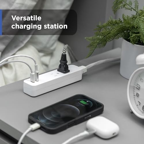 GE 2 USB C Extension Cord Power Strip, 2 Outlets, 4 Ft Braided Cord - Image 5