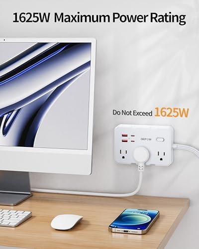 DEPOW 3 FT Power Strip Surge Protector with 6 Outlets 4 USB Ports (2 USB C) - Image 2