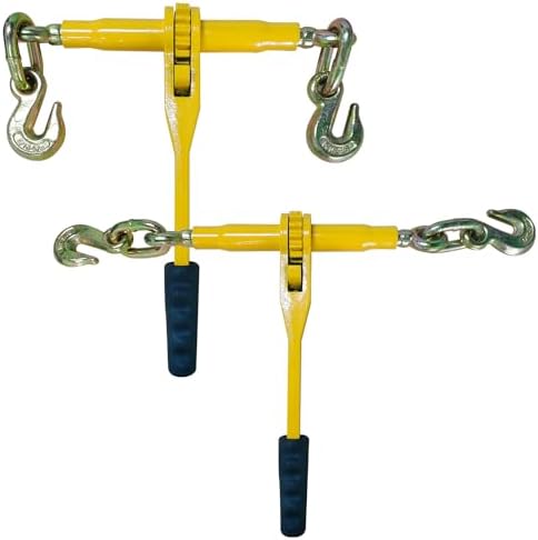 Load Binder with Grab Hook,Ratchet Chain Binders 5/16''-3/8''Tie Downs for Grade 70 Transport Chain,5400LB Safe Working Load,Heavy Duty Ratchet Binders for Towing,Hauling,Flatbed Trailers by Unknown