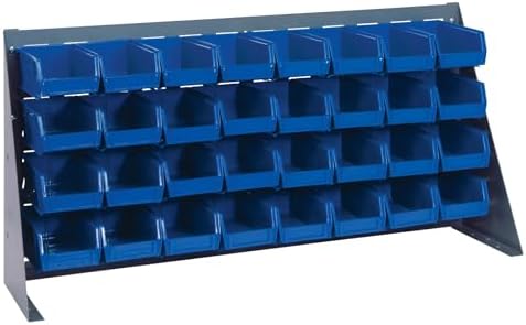 QUANTUM STORAGE SYSTEMS QBR-3619-230-18BL Solid Louvered Panel Bins Bench Rack 9 Shelves 19" H x 36" W x 8" D with 18 Blue Bins 11" L x 6" W x 5" H by QuantumStorageSystems