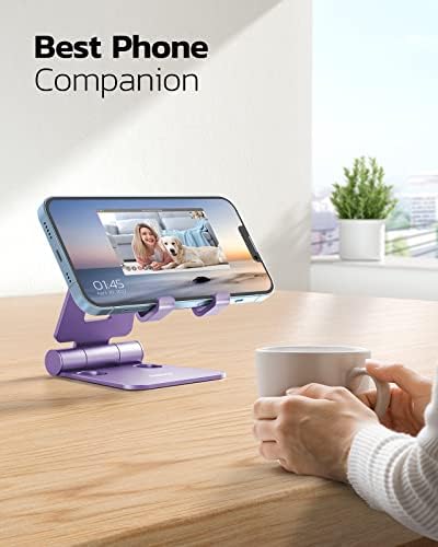 Nulaxy Full Aluminum Dual Folding Cell Phone Stand for Desk, Purple - Image 6