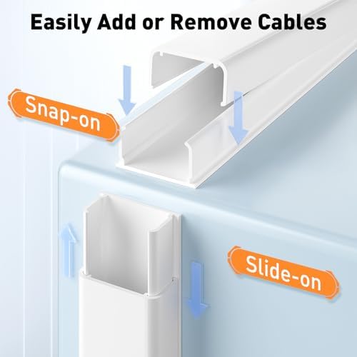 Delamu Cord Hider, 236in Cable Hider, Cord Covers for 3-4 Wires on Wall, Wire Covers for Cords, Wire Hiders for TV on Wall, Easier Setup Cable Cover Cable Management, W1.18 H0.63in, White - Image 4