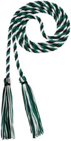 Tassel Depot Graduation Honor Cord - Black/Dark Green/White - Every School Color Available - Made In Usa by TasselDepot