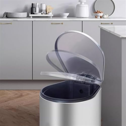 Stainless Steel Hands Free Trash Can with Soft Close Lid for Home Office Bathroom 7L - Image 2