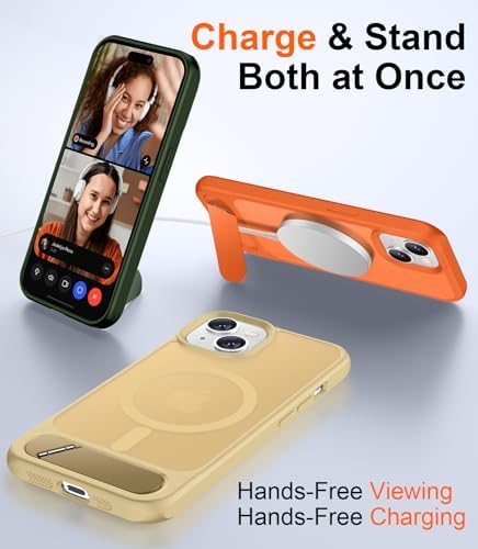 Temdan Magnetic Compatible with iPhone 15 Plus Case & iPhone 14 Plus Case, [Built-in Invisible Kickstand][Compatible with MagSafe][Military Grade Shockproof] Slim Translucent Matte Phone Case 6.7" - Image 3