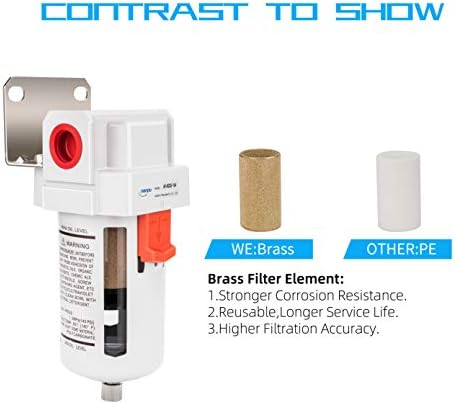 NANPU 1/2" NPT Compressed Air Line Filter, 5 Micron Brass Element - Image 6