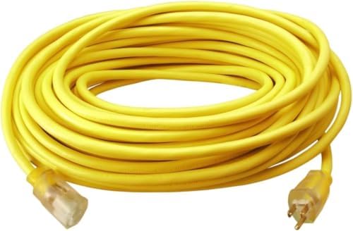 Southwire Outdoor Extension Cord – Durable Vinyl Jacket for for Farm, Ranch & Workshop - Lighted End with Reinforced Blades - SJTW, Yellow - 12 Gauge, 3 Prong - 50 ft (Pack of 6) by Southwire