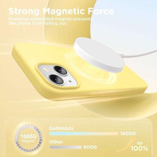 GolbinBox Magnetic for iPhone 15 Case, Silicone Cover, Buttercream Yellow - Image 3