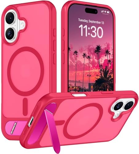 Temdan Magnetic Compatible with iPhone 16 Case, [Built-in Invisible Kickstand][Compatible with MagSafe][Military Grade Shockproof] Slim Translucent Matte Phone Case for iPhone 16 6.1" by Temdan