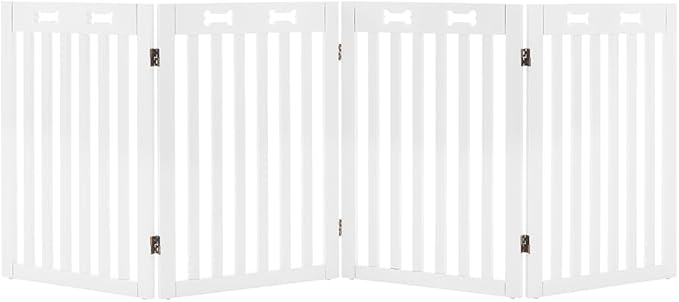 unipaws 29.5'H Free Standing Tall Wooden White Dog Cat Gate, Foldable Pet Fence by unipaws